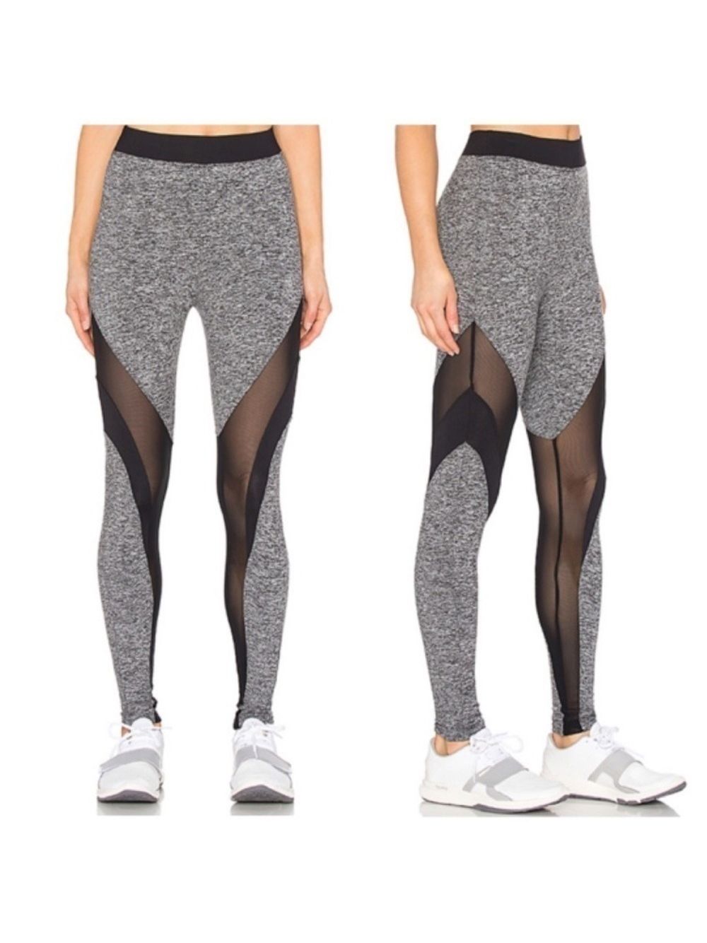 Koral Frame Heathered Grey Mesh Panel Leggings